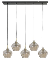 Hanglamp 5L 104x20x120 cm RAKEL antiek brons+smoke