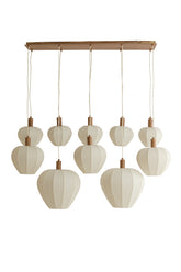 Hanglamp Huxi 10-Lichts 138x49x180 cm Crème Linnen Light & Living