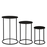 Quinty Bijzettafel - Set van 3 - H50 x Ø32 cm - Metaal - Zwart