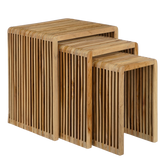 Yonker Bijzettafel - Set van 3 - L44 x B34 x H50 cm - Gerecycled Hout - Bruin