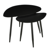 Bijzettafel - Set van 2 - L80 x B60 x H47 cm - Metaal - Zwart