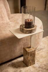 Bijzettafel Ebe Beige Marmer Rechthoekig 35 cm PTMD