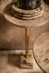 Bijzettafel Ebe Beige Marmer Rond Hoog PTMD