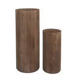 Sokkel Jerra Bruin Geribbeld Mangohout Rond PTMD (set van 2)