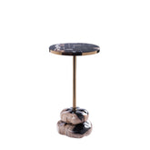Bijzettafel Wane Natural Versteend Hout Double Base PTMD