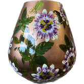 Handbeschilderde vaas - Tasman M passiflora bronze
