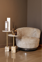Filou fauteuil beige met 2 Ebe bijzettafels cadeau – PTMD