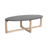 Salontafel Ovaal Marmer Zwart Mangohout 120 cm Raw Materials