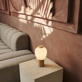 Lot Lichtbruine Houten Lamp met Glazen Kap - Warm Licht & Uniek Design