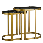 Kevin Bijzettafel - Set van 2 - L54 x B34 x H56 cm - Metaal - Goud