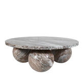 PTMD Diro Salontafel Beige Marmer Ø99 cm - 3 Bollen