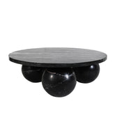 PTMD Diro Black Marble 3 ball coffeetable round