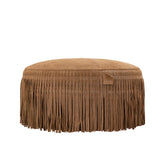 Eleora Camel suede leather pouf fringes round S traduit en Only.