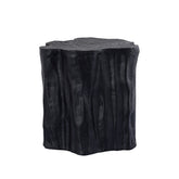 Fennah Black matt aluminum side table in tree wood shape M