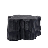 Fennah Black matt aluminum side table in tree wood shape S
