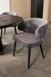 PTMD Fiori Taupe 19 Eetkamerstoel - Donkerbruine Houten Poten