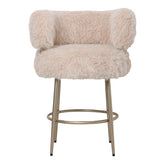 PTMD Barstoel Hair Cream - Champagne Goud Metalen Onderstel