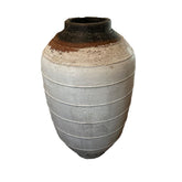 PTMD Jinsu White GRC Pot - Grote Ronde Tarro Pot met Lijnen 100cm