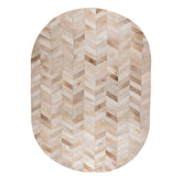Joanne Beige cowhair patchwork carpet oval L