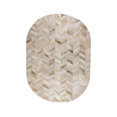 Joanne Beige cowhair patchwork carpet oval S