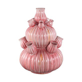 Nolou Pink ceramic tulip vase ribbed round L