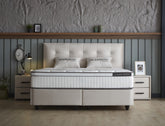 Storage box spring Fashion bed Beige 140x200