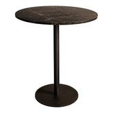 Plaza bistrotafel rond bruin marmer taupe basis