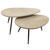 Veria set of 2 koffietafels beige marmer naar Only.