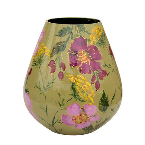 Handbeschilderde Vaas Tasman M rosehip green Ø26 x H28 cm