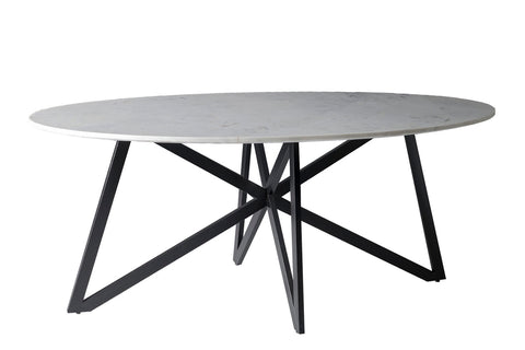 Marmor Oval Web Weiß 200cm