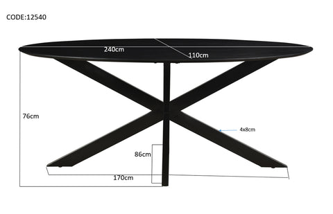 Oslo Preto Oval 240 cm