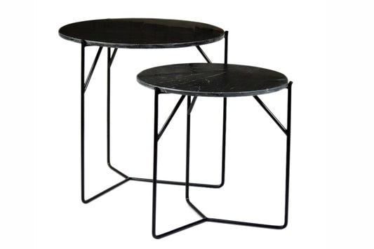 Mason Mármol Negro/Negro Juego de 2