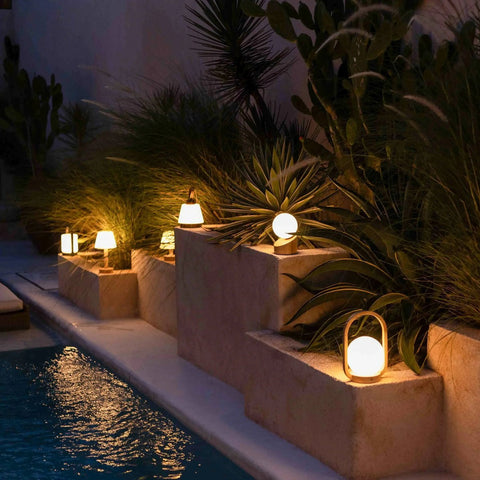 Liv lichtbruine oplaadbare lamp – lederen band, dimbaar, draadloos