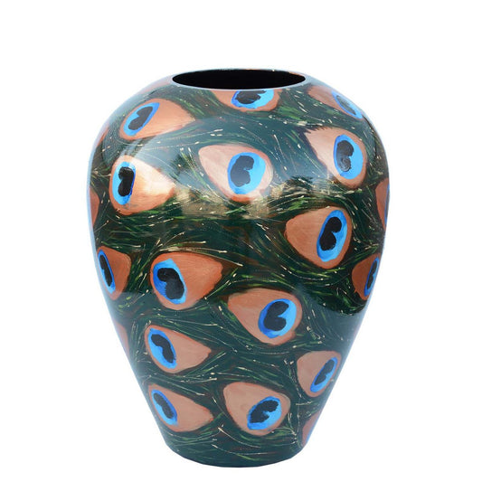 Handbeschilderde Vaas Kander peacock