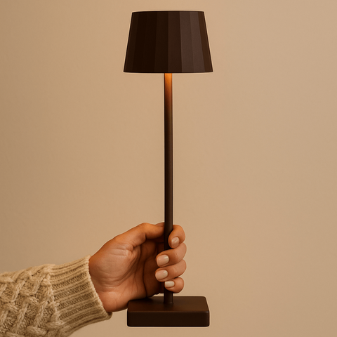 Wouter Mocha Brown oplaadbare tafellamp-Draadloos opladen, dimable, 120 uur batterijduur