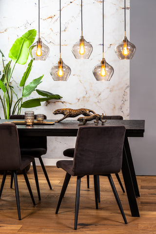 Hanglamp 5L 104x20x120 cm RAKEL antiek brons+smoke