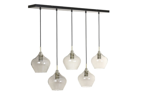 Hanglamp 5L 104x20x120 cm RAKEL antiek brons+smoke
