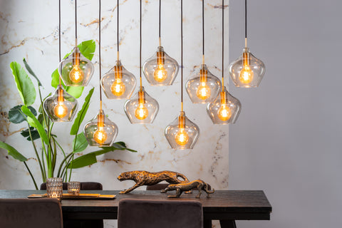 Hanglamp 10L 124x35x60 cm RAKEL antiek brons+smoke
