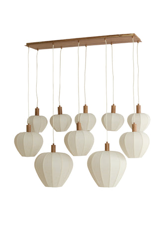 Hanglamp Huxi 10-Lichts 138x49x180 cm Crème Linnen Light & Living