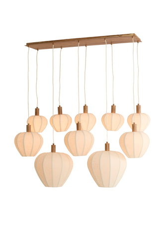 Hanglamp Huxi 10-Lichts 138x49x180 cm Crème Linnen Light & Living