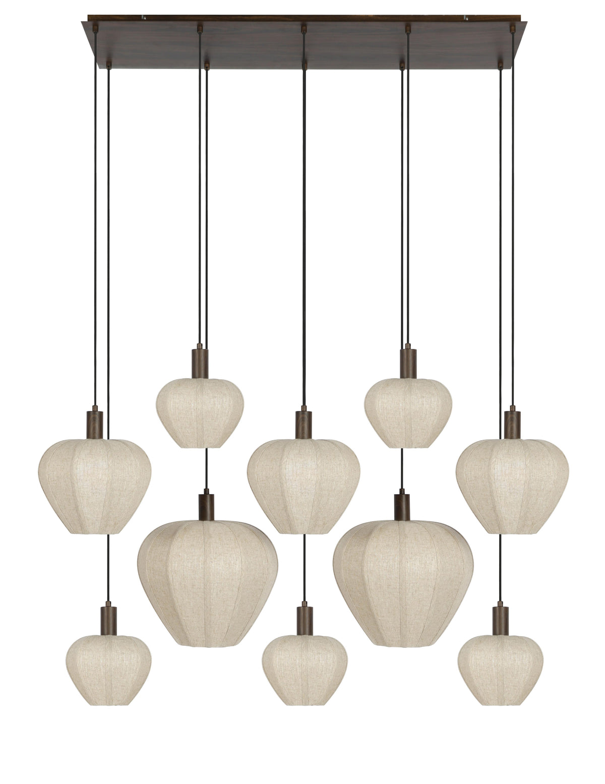 Hanglamp Huxi 10-Lichts 138x49x180 cm Bruin Linnen Light & Living