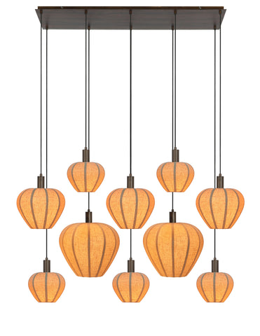 Hanglamp Huxi 10-Lichts 138x49x180 cm Bruin Linnen Light & Living