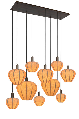 Hanglamp Huxi 10-Lichts 138x49x180 cm Bruin Linnen Light & Living