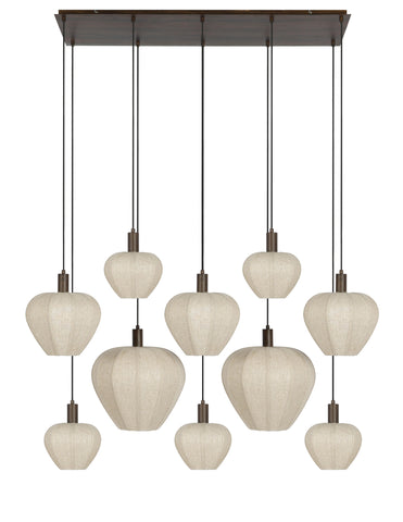 Hanglamp Huxi 10-Lichts 138x49x180 cm Bruin Linnen Light & Living