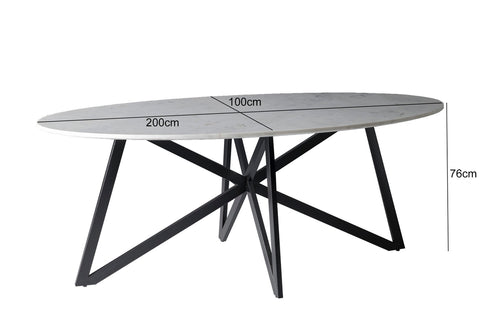 Marmor Oval Web Weiß 200cm
