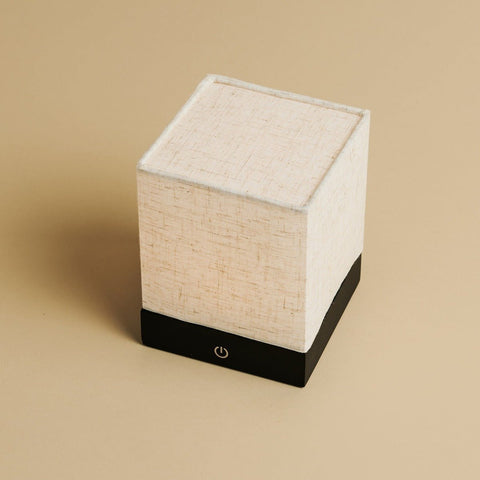 Zano Black Wireless Lamp met hout en linnen - Moodverlichting, LED -tafellamp met batterij
