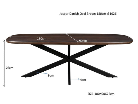 Jesper Dansk Oval Brun 180 cm
