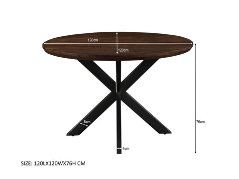 Eettafel Jesper Round Bruin 120 cm Livingfurn