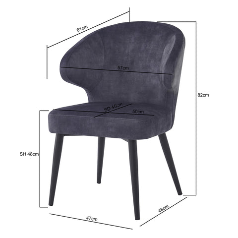 Donna Anthracite Velvet (set of 2)