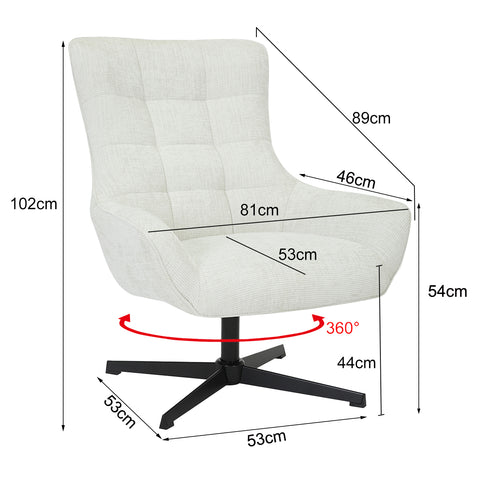 Fauteuil Naomi Pearl Draaibaar Wit Livingfurn